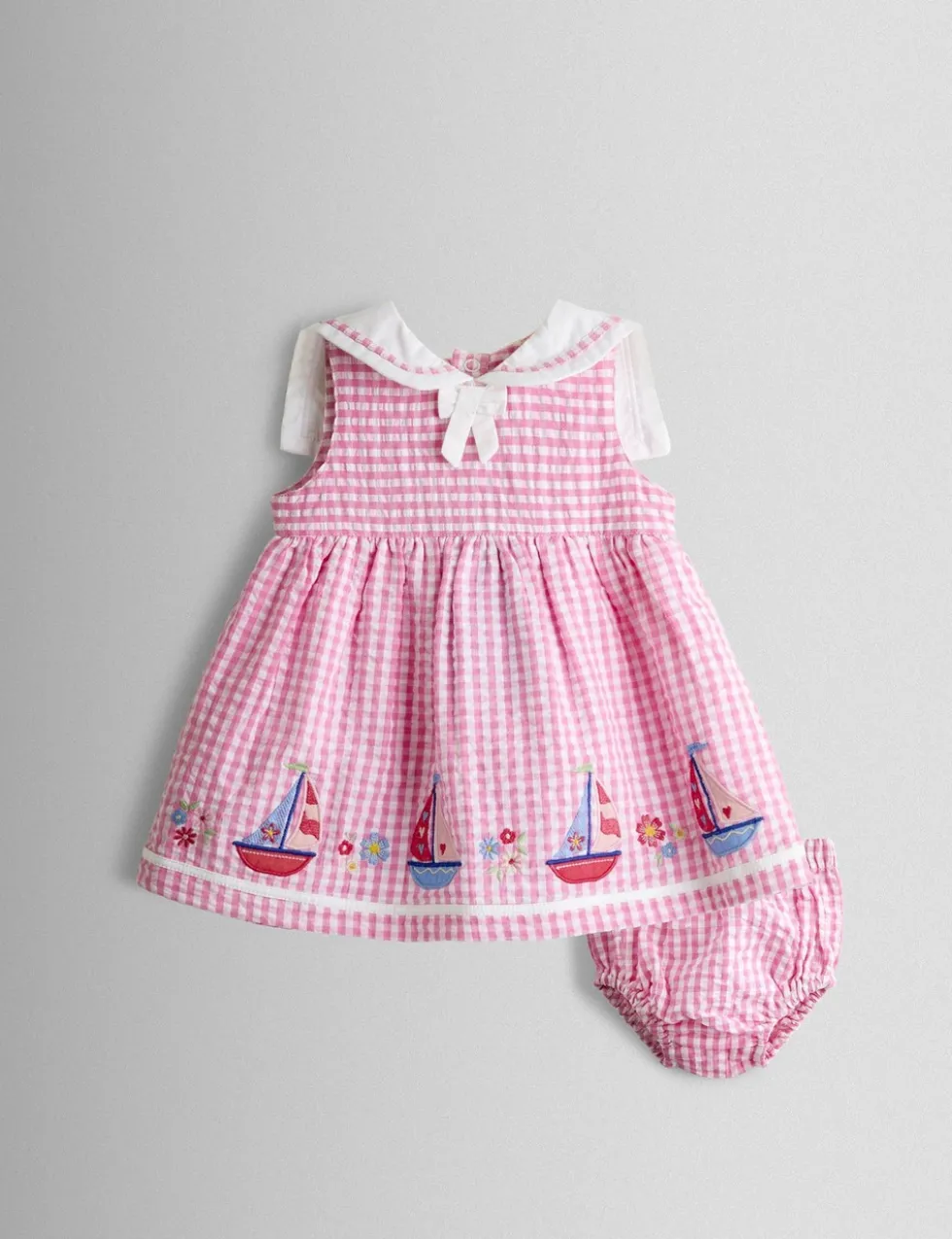 2 Piece Sailboat Applique Dress (0-24 Mths)