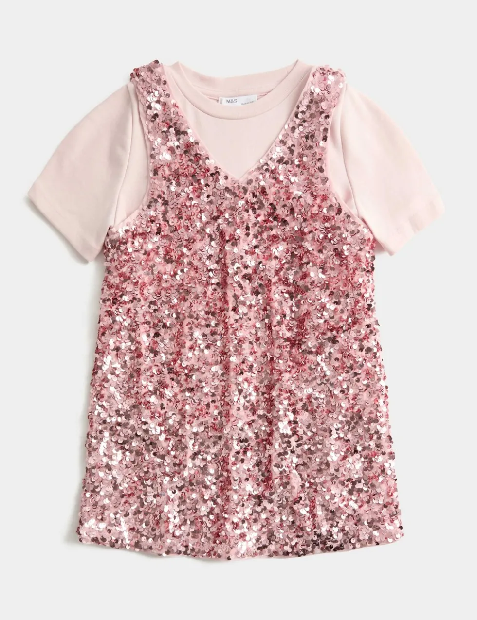 2 Piece Sequin Pinafore and T-Shirt (2-10 Yrs)