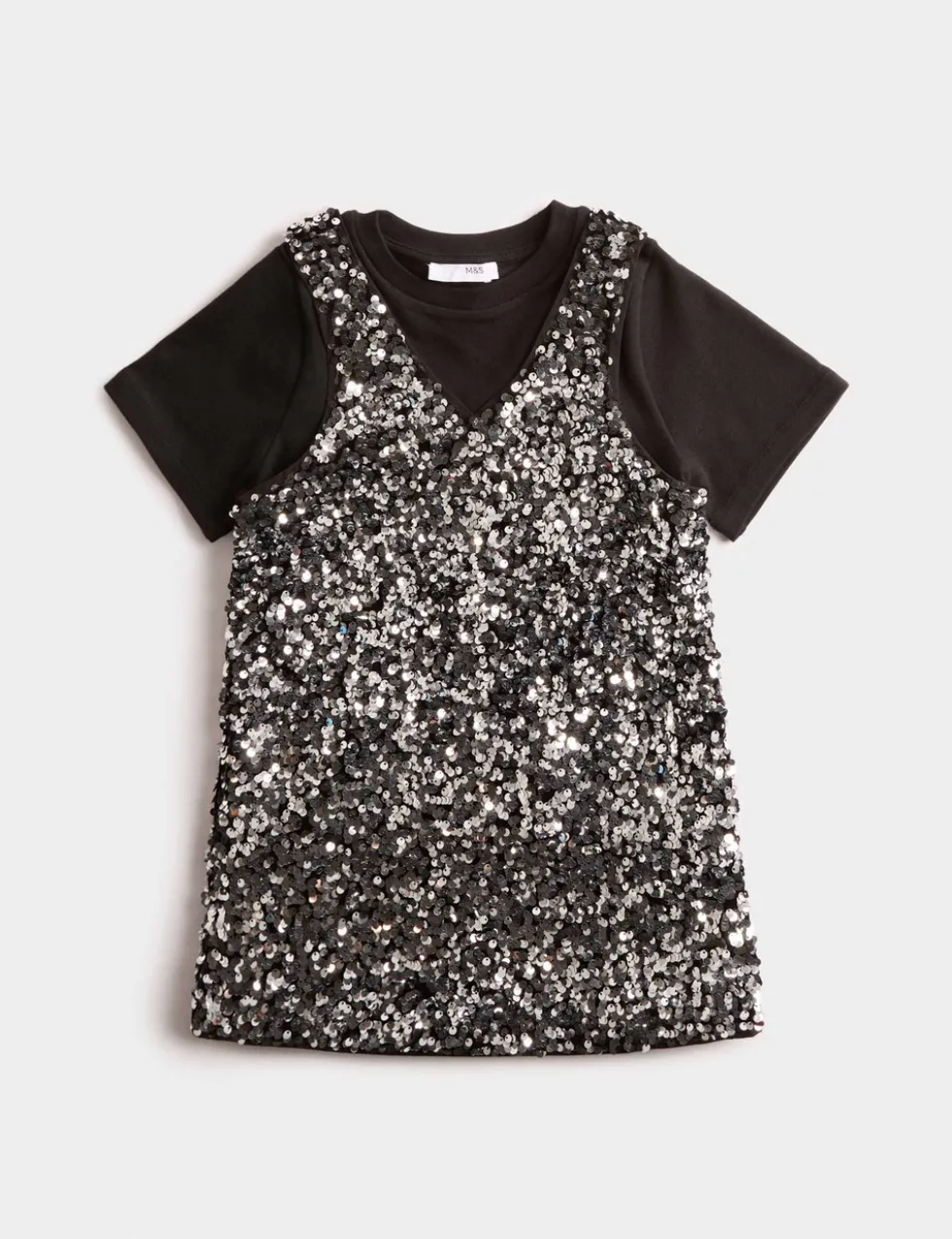 2 Piece Sequin Pinafore and T-Shirt (2-10 Yrs)