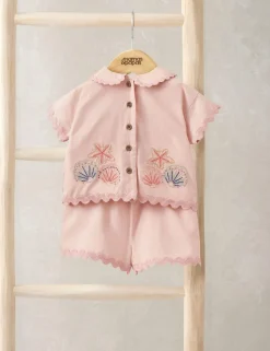 2 Piece Shell Embroidery Top & Bottom Set (0-3 Years)
