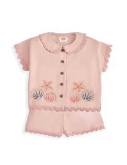 2 Piece Shell Embroidery Top & Bottom Set (0-3 Years)