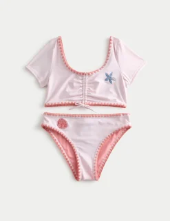 2 Piece Shell Patch Cap Sleeve Bikini (6-16 Yrs)