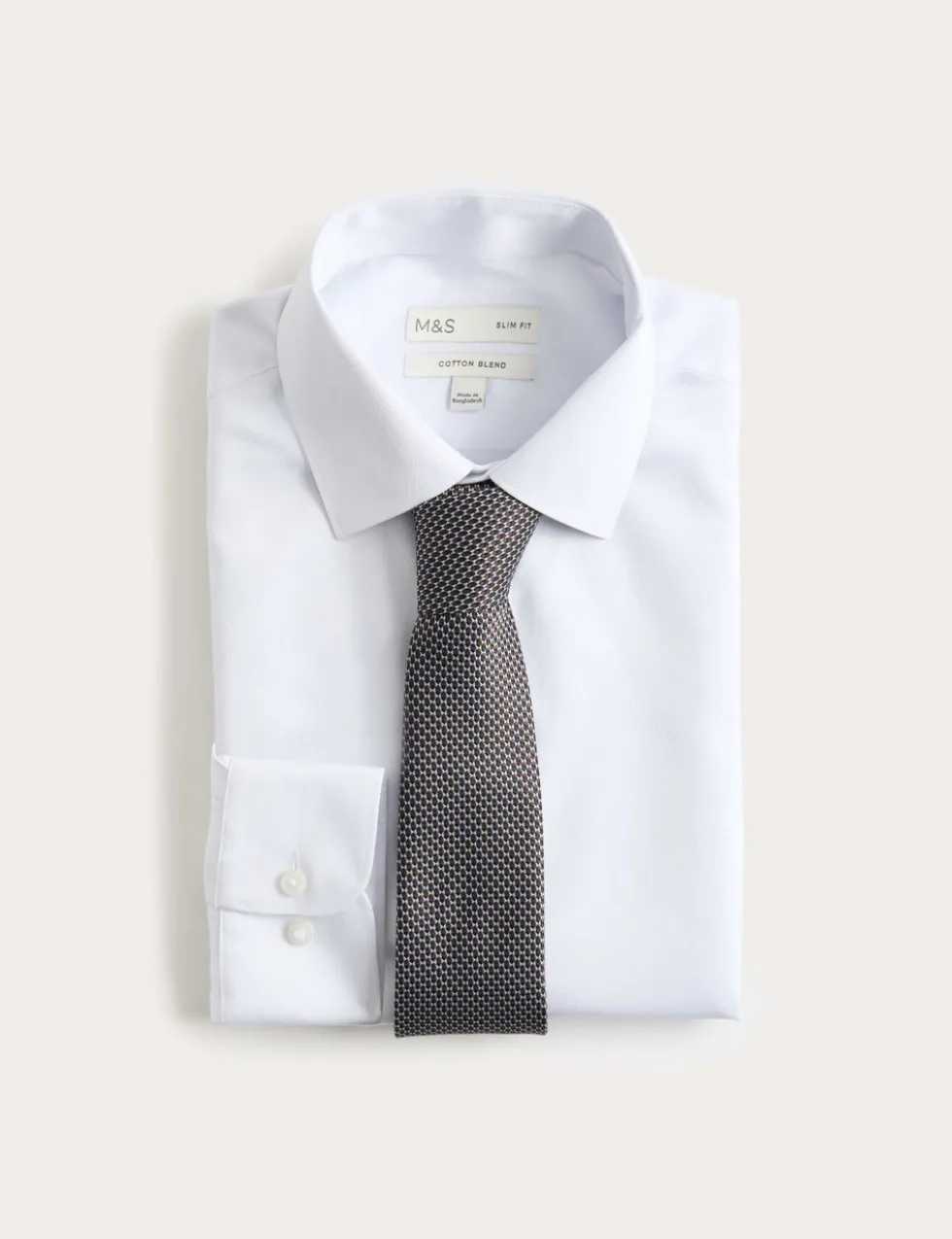 2 Piece Slim Fit Easy Iron Shirt & Tie Set