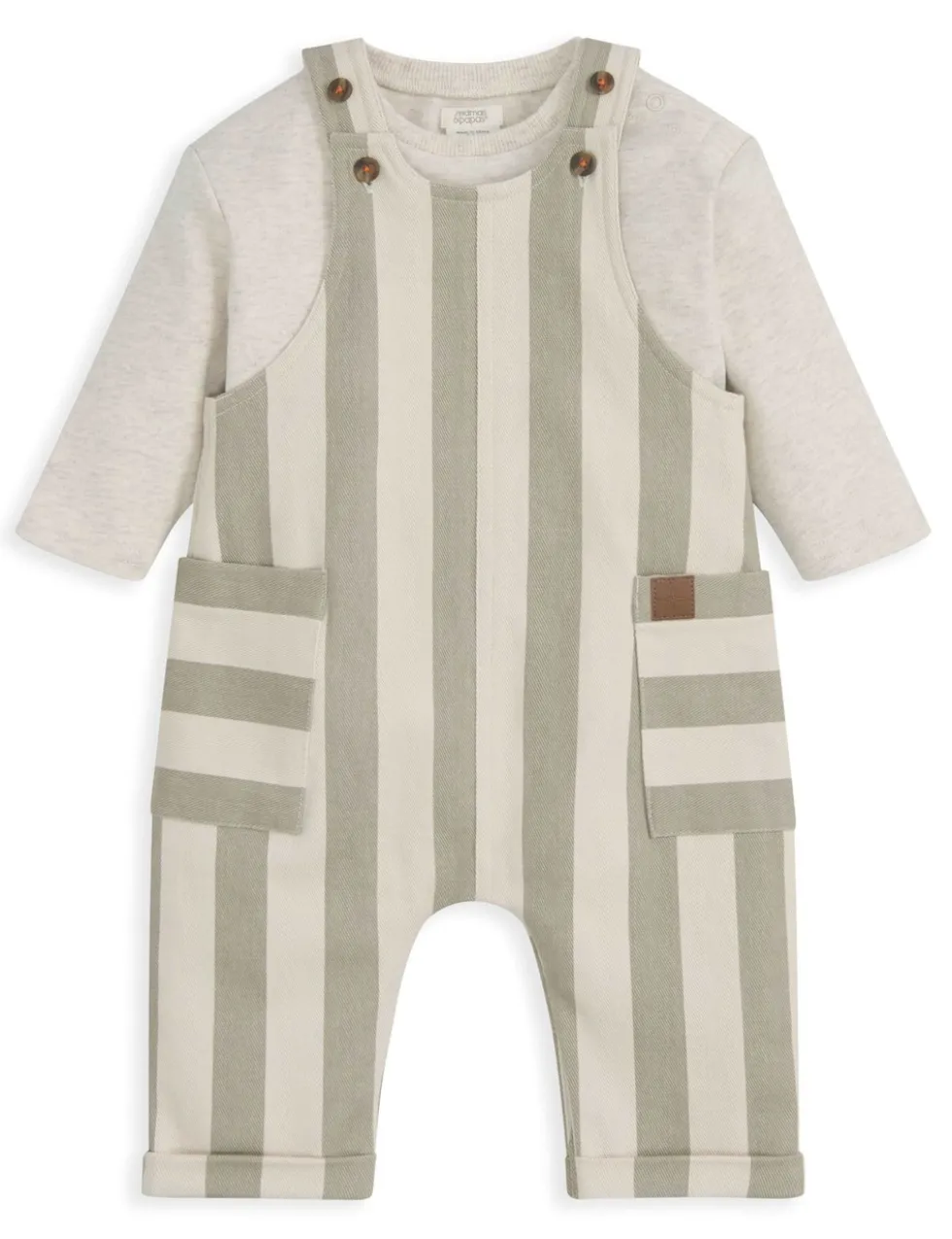 2 Piece Striped Dungarees & Top Outfit (0-36 Mths)