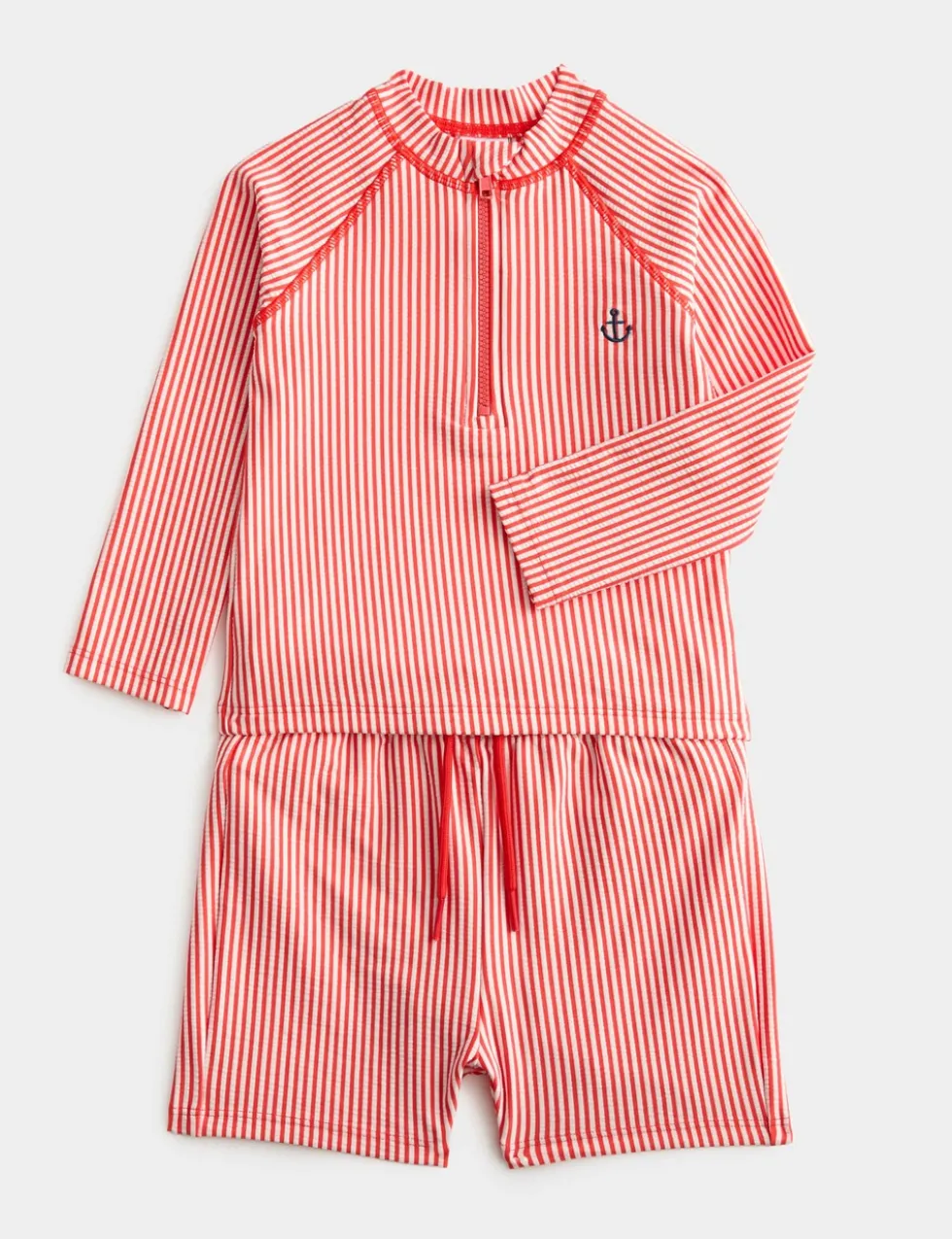 2 Piece Striped Seersucker Long Sleeve Swim Set (0-3 Yrs)