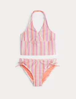 3 Piece Striped Tankini and Floral Sarong