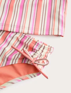 3 Piece Striped Tankini and Floral Sarong