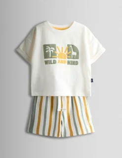 2 Piece Striped T-Shirt & Shorts Outfit (6 Mths - 6 Yrs)