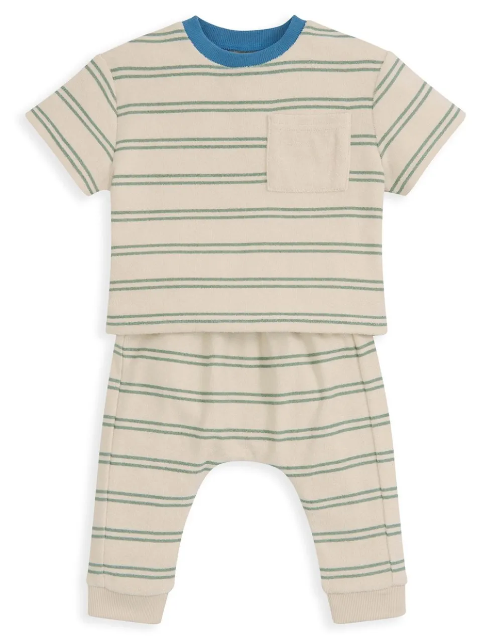 2 Piece Towelling Striped T-Shirt Outfit (0-36 Mths)