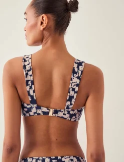 Abstract Print Triangle Bikini Top