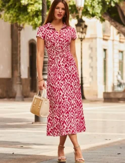 Abstract Twist Detail Midaxi Jersey Dress