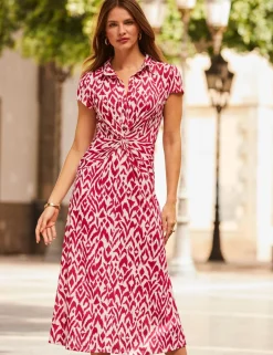 Abstract Twist Detail Midaxi Jersey Dress