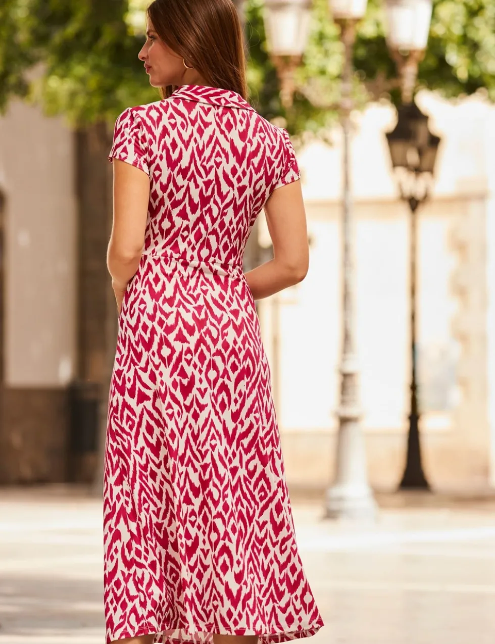 Abstract Twist Detail Midaxi Jersey Dress