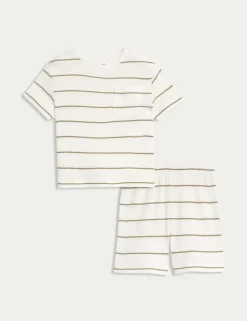 Adaptive Cotton Blend Waffle Striped Pyjamas (1-16 Yrs)