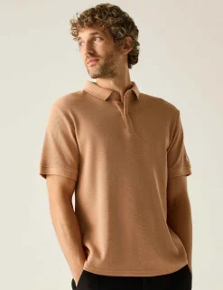 Adino Cotton Blend Waffle Polo Shirt