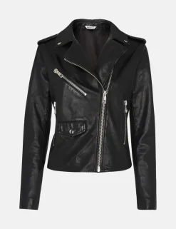 Agnes Leather Cropped Biker Jacket