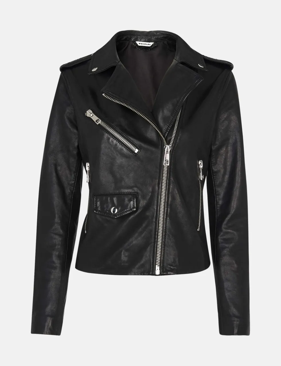 Agnes Leather Cropped Biker Jacket
