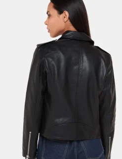 Agnes Leather Cropped Biker Jacket