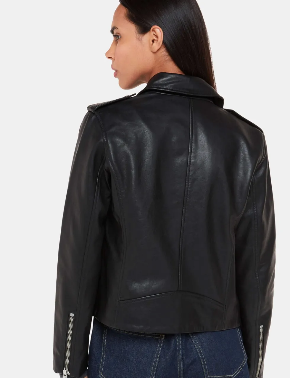 Agnes Leather Cropped Biker Jacket