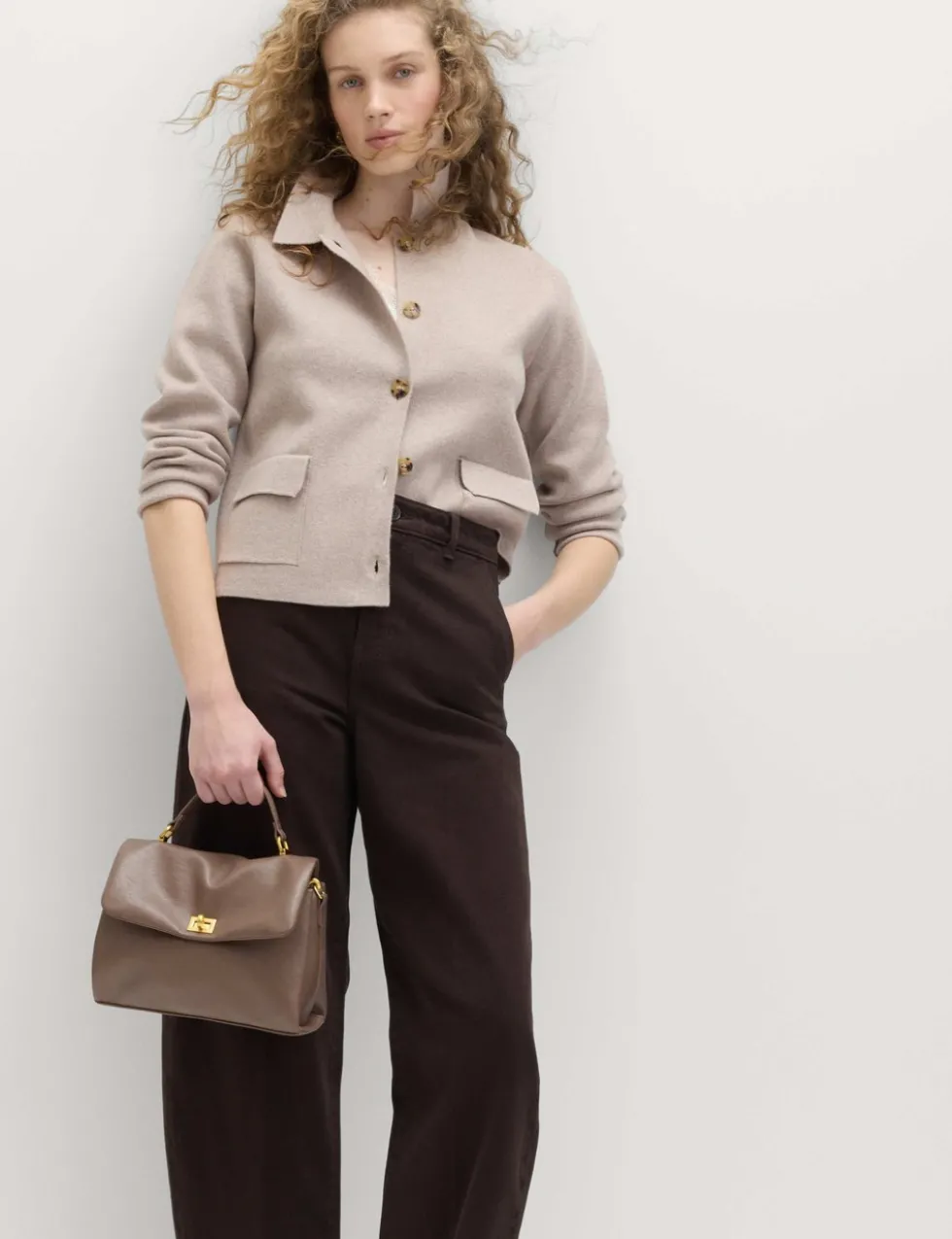 Air-Yarn Pocket Detail Knitted Jacket