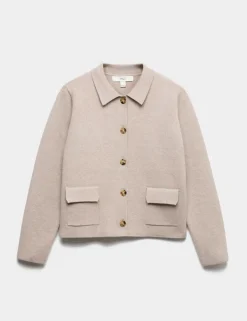 Air-Yarn Pocket Detail Knitted Jacket