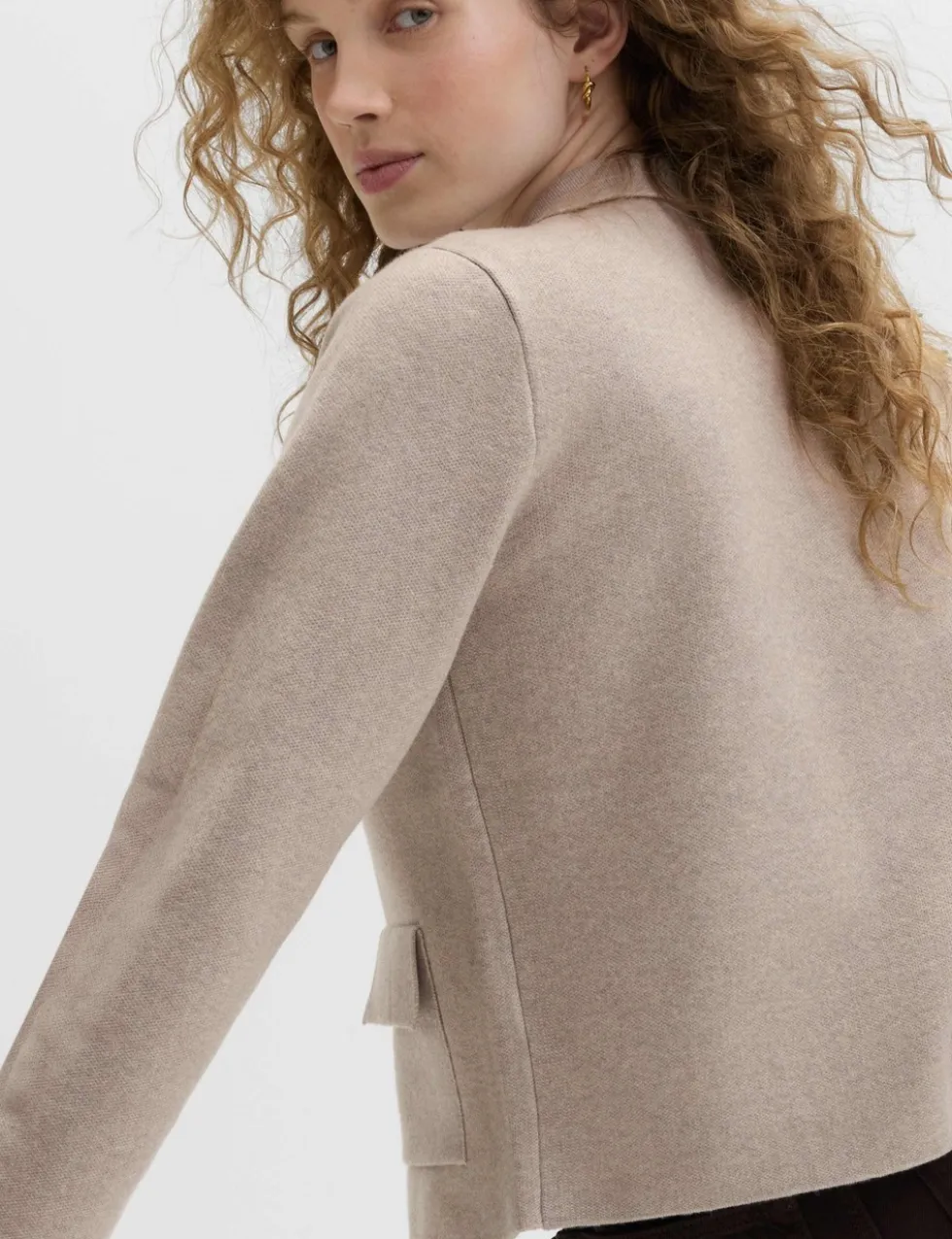 Air-Yarn Pocket Detail Knitted Jacket