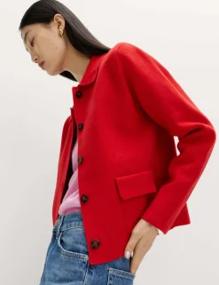 Air-Yarn Pocket Detail Knitted Jacket
