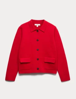 Air-Yarn Pocket Detail Knitted Jacket
