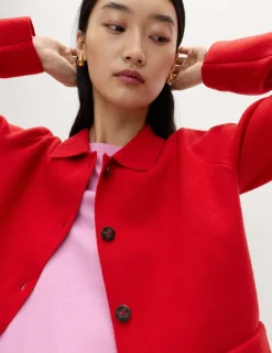 Air-Yarn Pocket Detail Knitted Jacket
