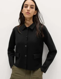Air-Yarn Pocket Detail Knitted Jacket