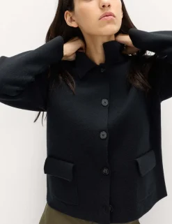 Air-Yarn Pocket Detail Knitted Jacket