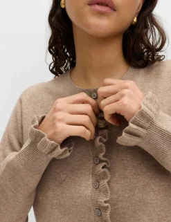 Air-Yarn Ruffle Slim Fit Cardigan