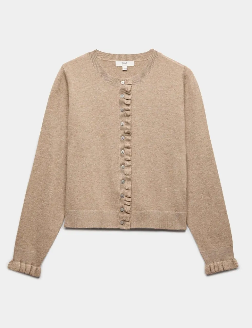Air-Yarn Ruffle Slim Fit Cardigan