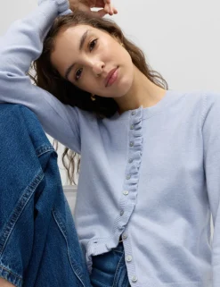 Air-Yarn Ruffle Slim Fit Cardigan