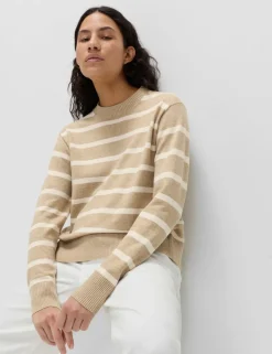 Air-Yarn Striped Crew Jumper