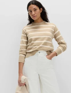 Air-Yarn Striped Crew Jumper
