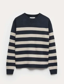 Air-Yarn Striped Crew Jumper