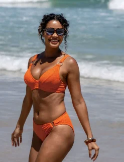 Algarve Textured Ring Detail High Leg Bikini Bottoms