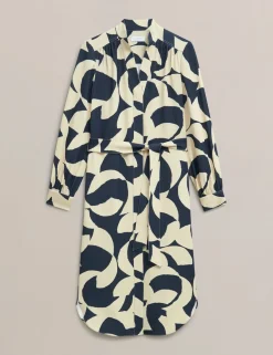 Alisa Printed Collared Midi Shirt Dress