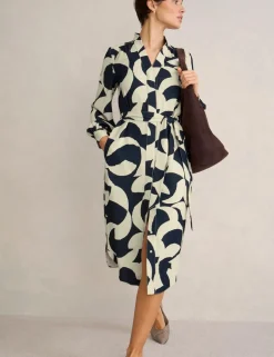 Alisa Printed Collared Midi Shirt Dress