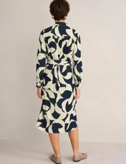 Alisa Printed Collared Midi Shirt Dress