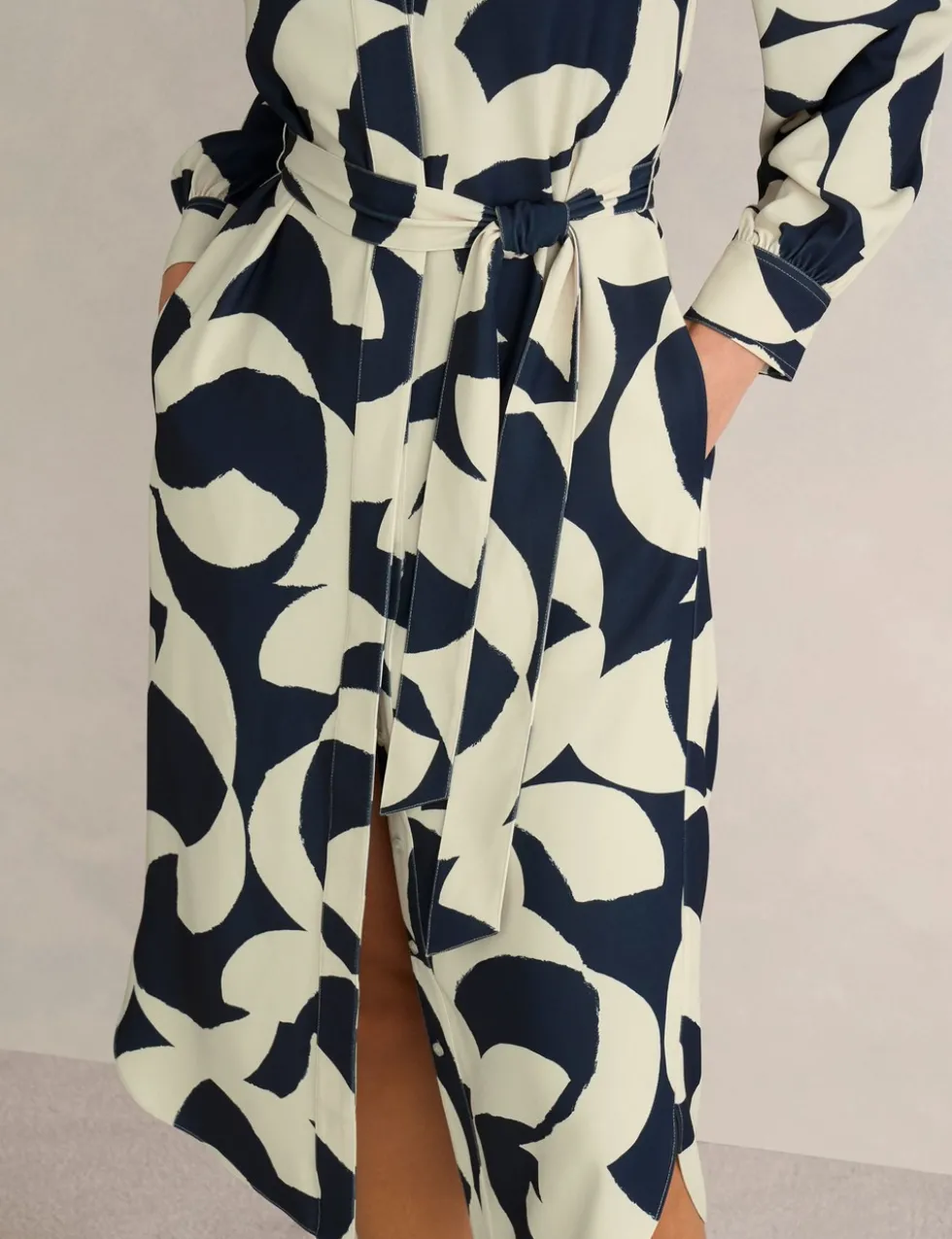 Alisa Printed Collared Midi Shirt Dress
