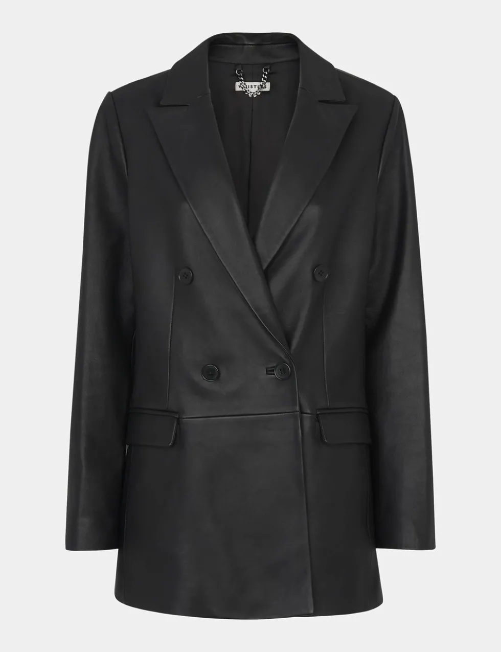 Aliza Leather Double Breasted Waisted Blazer