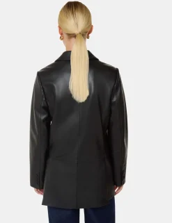 Aliza Leather Double Breasted Waisted Blazer