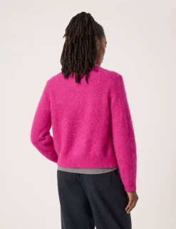 Alpaca Blend Crew Neck Cardigan