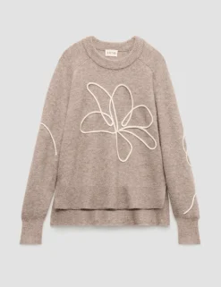 Alpaca Blend Flower Crew Neck Jumper