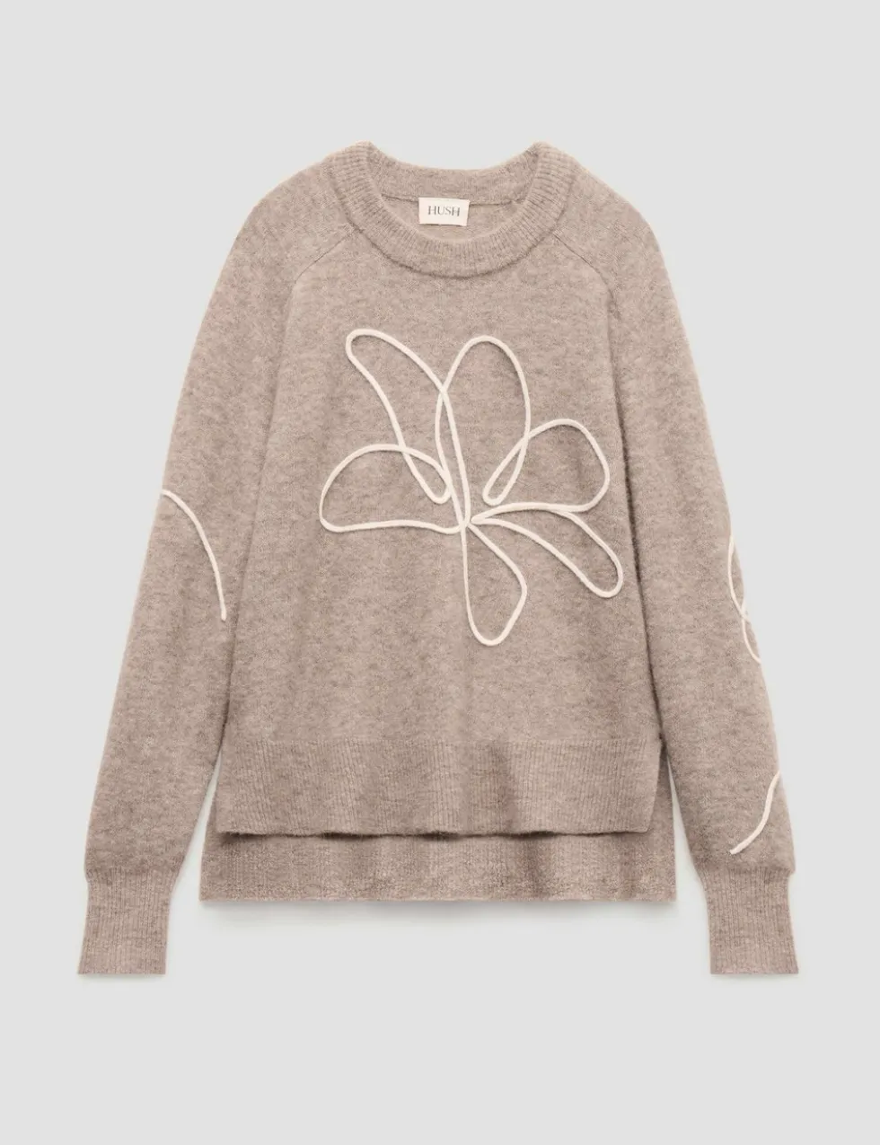 Alpaca Blend Flower Crew Neck Jumper