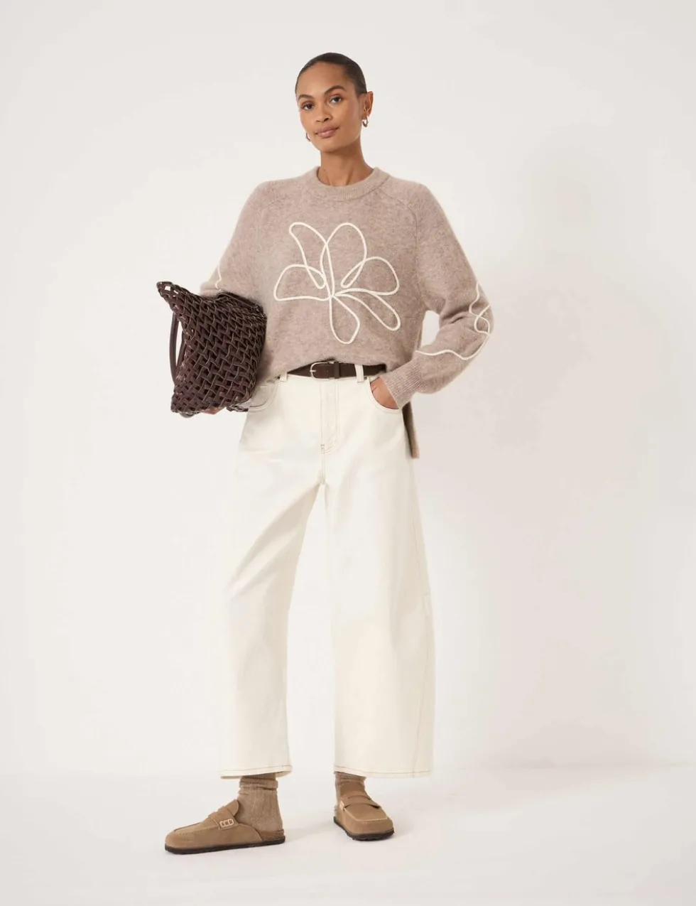 Alpaca Blend Flower Crew Neck Jumper