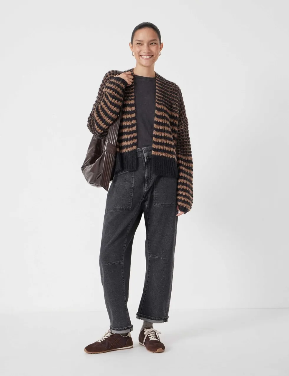 Alpaca Blend Striped Cardigan