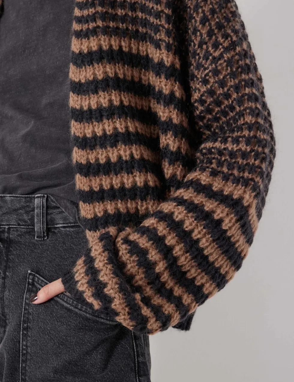 Alpaca Blend Striped Cardigan